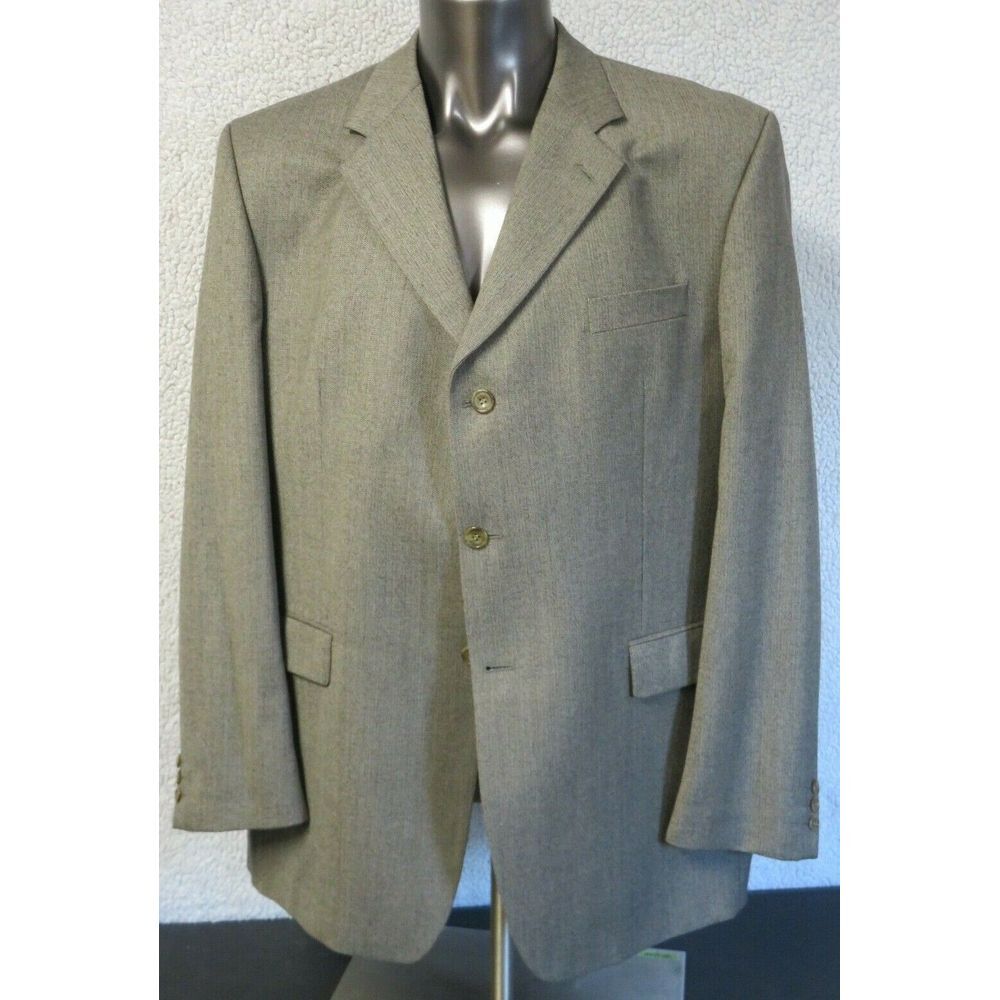 Mens Alexandre London Gray Herringbone 3 Button Jacket Sport‎ Coat Size 46L Wool